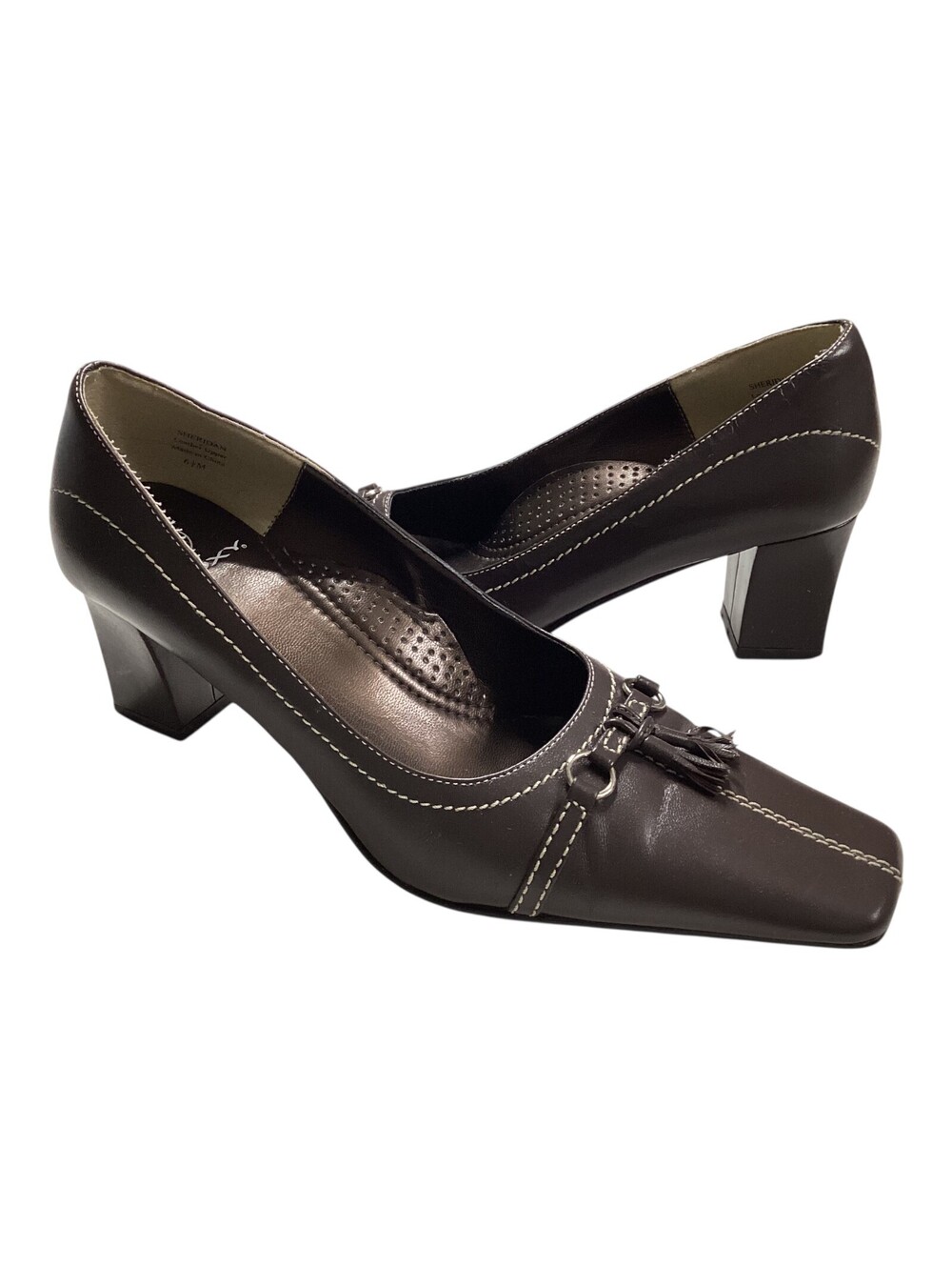 PROXY Sheridan Women's Pumps Shoes Heels Tassel Leather Brown Sz 6.5 M GUC Rare